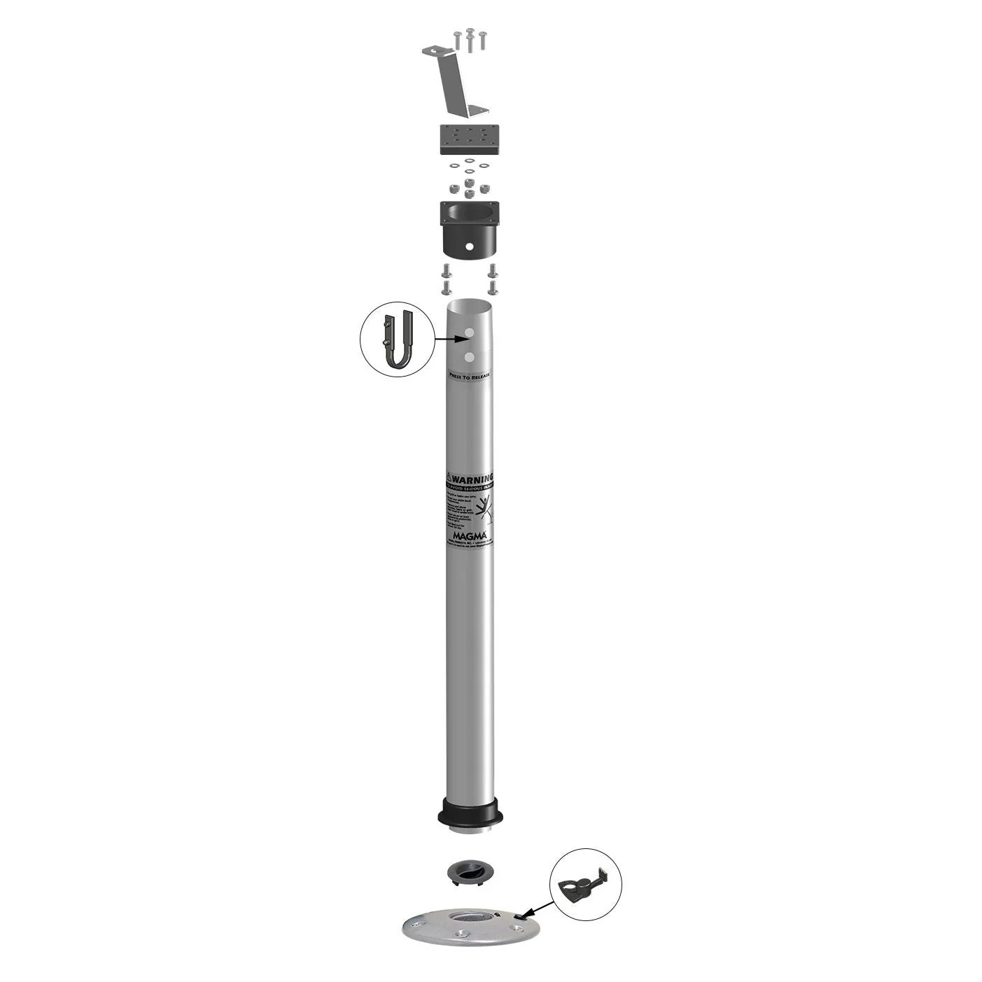 Marine Kettle®Double Locking Stowable Pedestal Mount - Image 4
